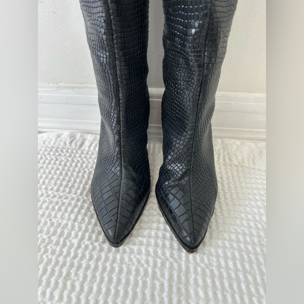 SCHUTZ - Maryana Crocodile Embossed Knee-High Block Boot Size 5 - Picture 9 of 13